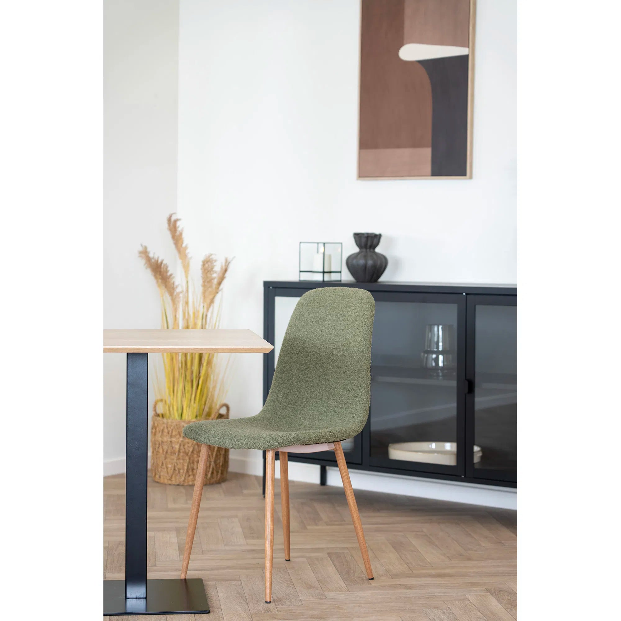 Stockholm stol – grön bouclé