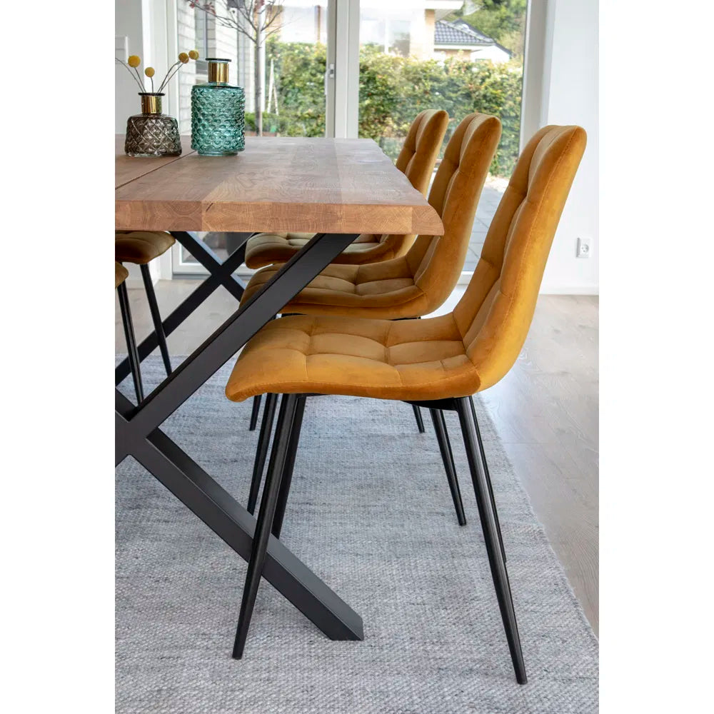 Middelfart matstol – sammet, senapsgul