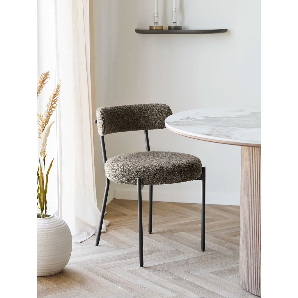 Badalona matstol – brun bouclé