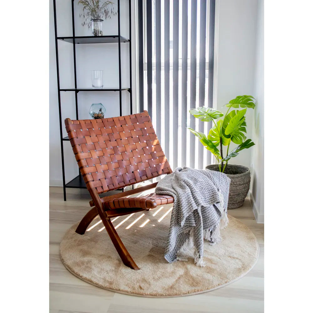 Perugia Folding Chair – hopfällbar läderstol i teak