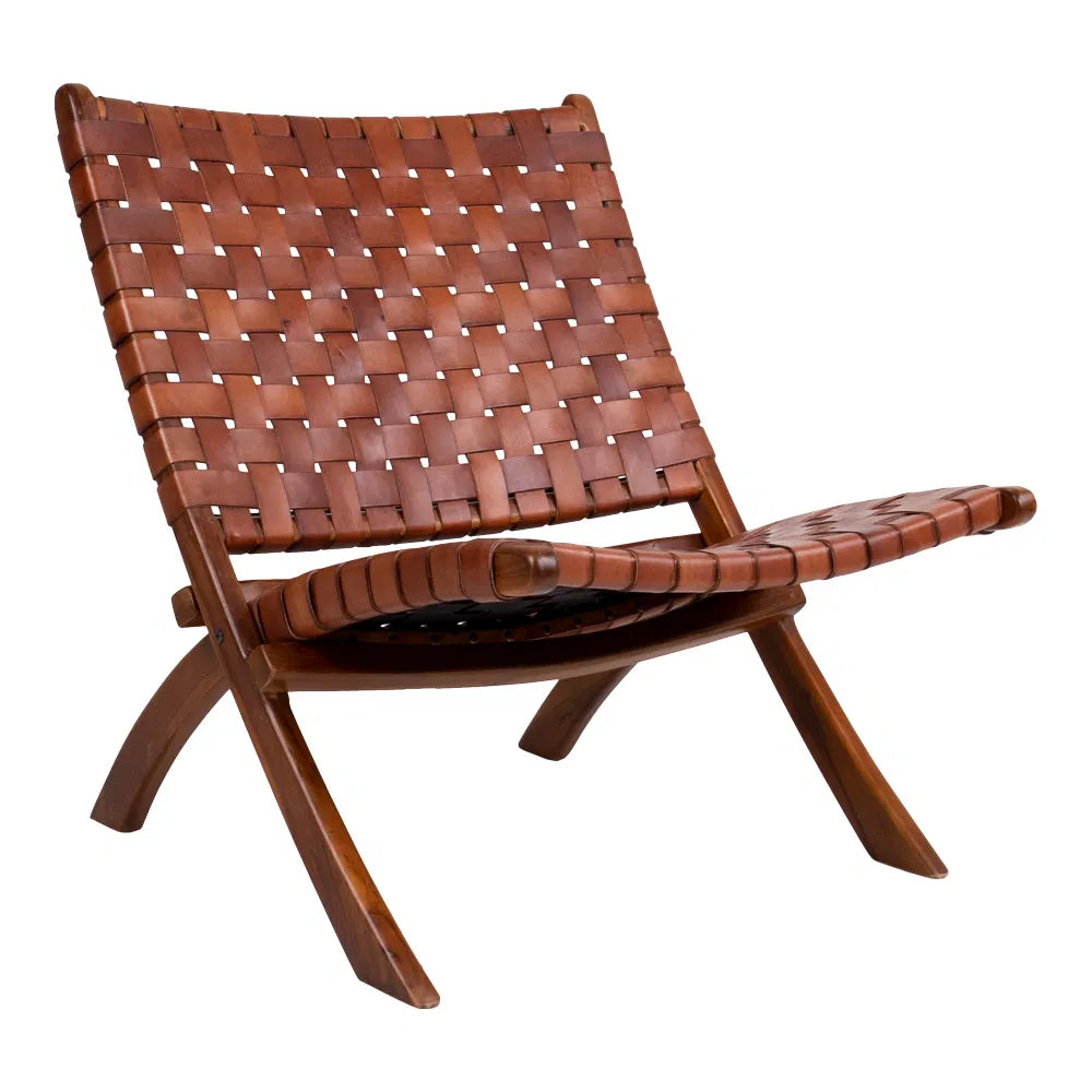 Perugia Folding Chair – hopfällbar läderstol i teak