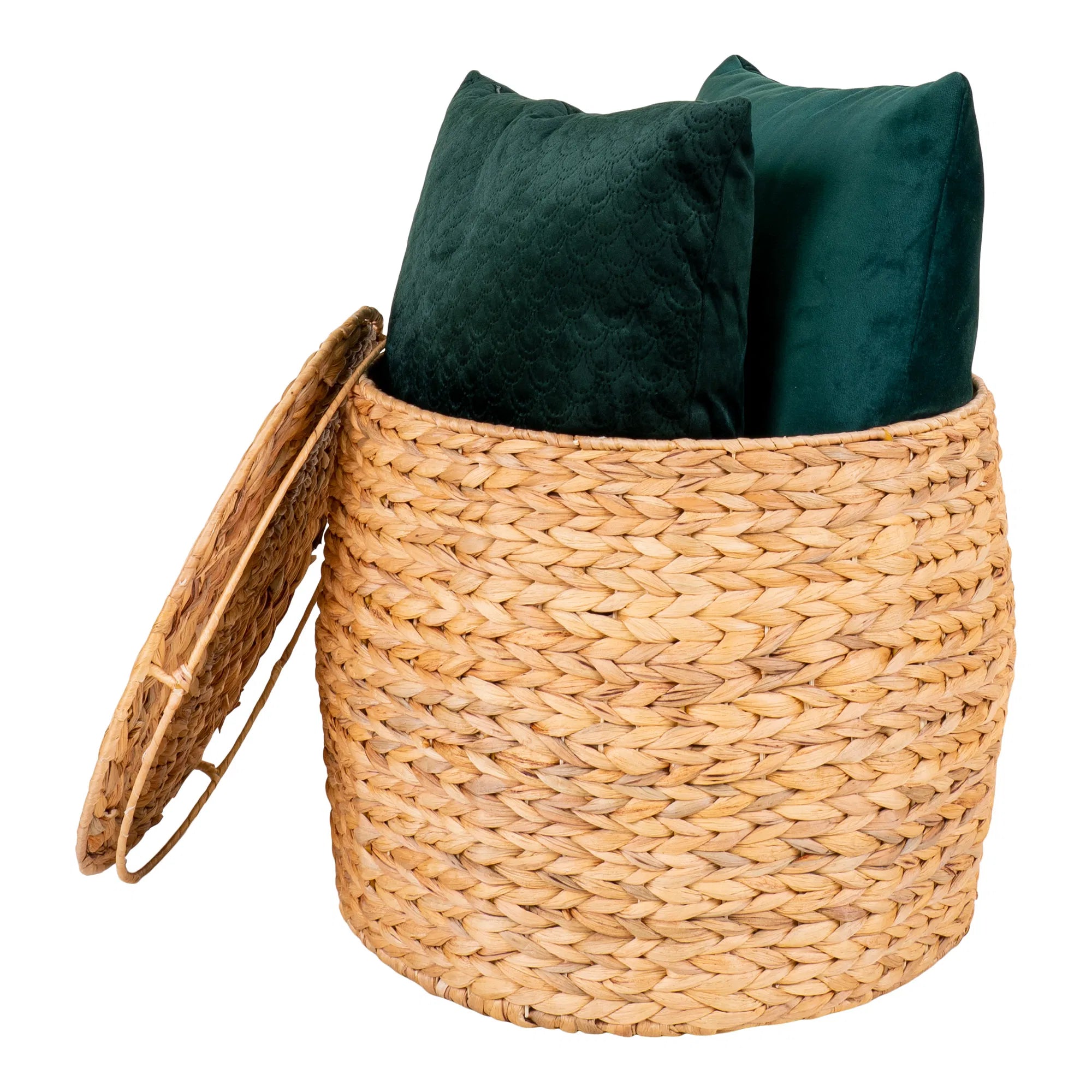 Delia – runt sidobord i vattenhyacint med förvaring