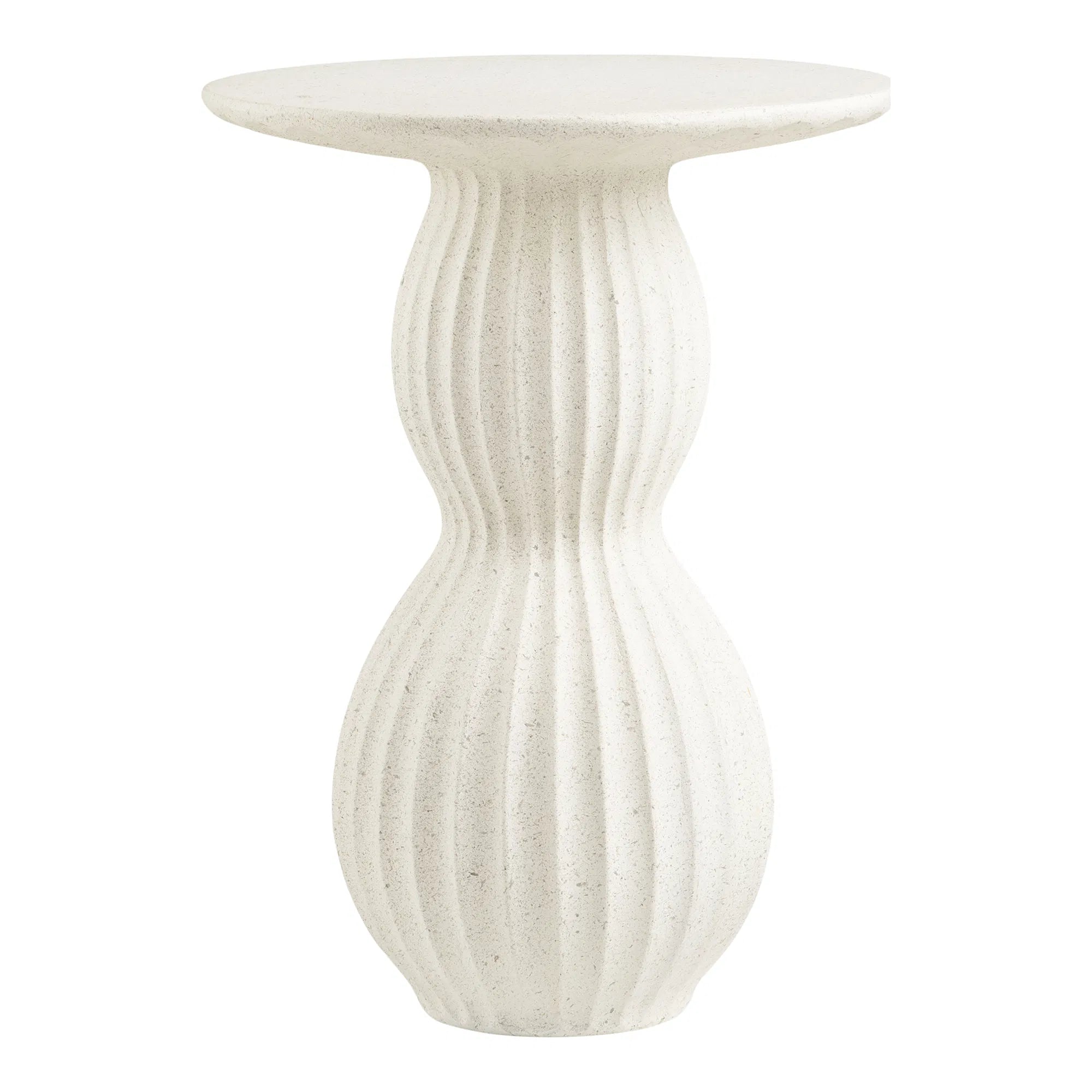Newtown – skulpturalt sidobord i vit fiberclay