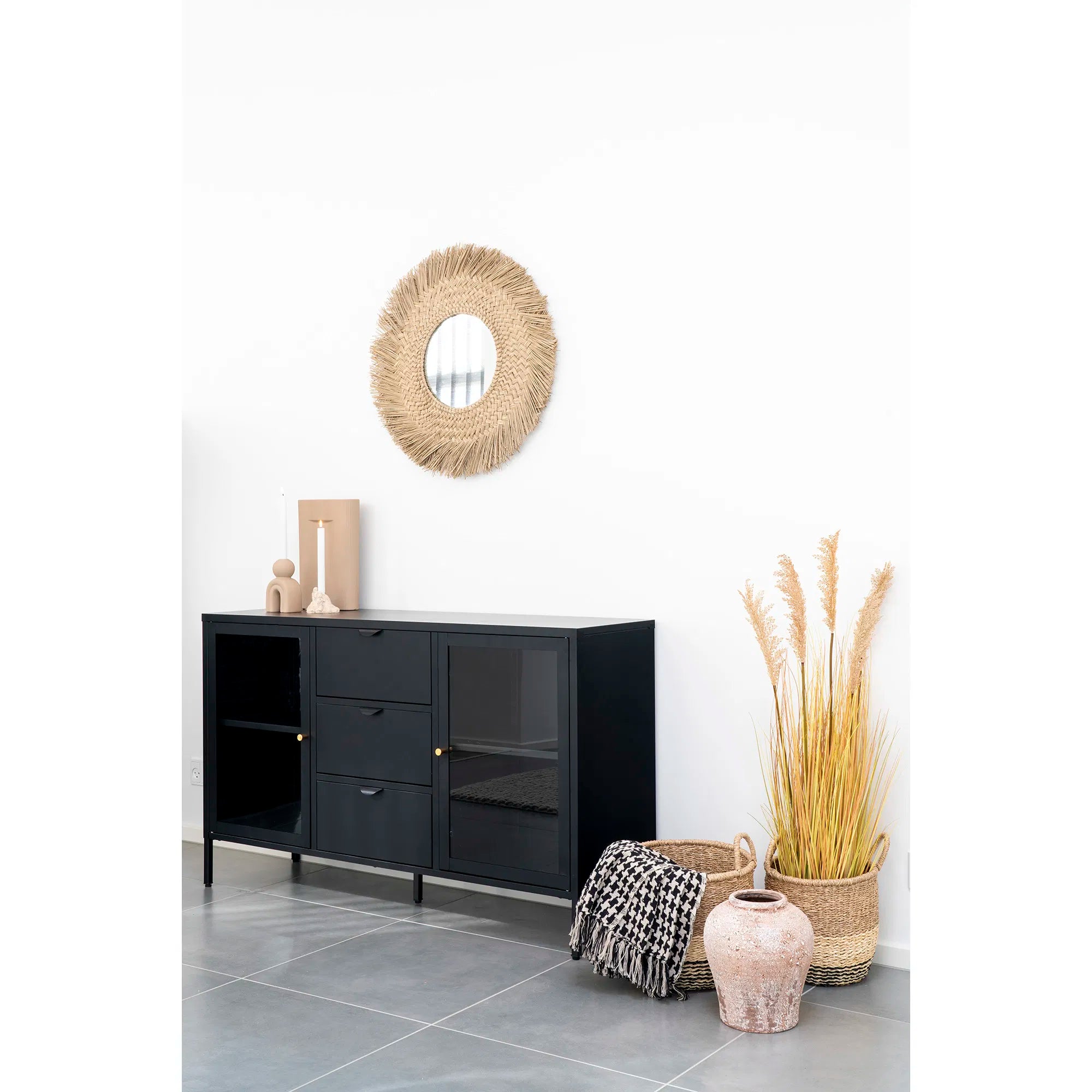Side pläd – svart/beige