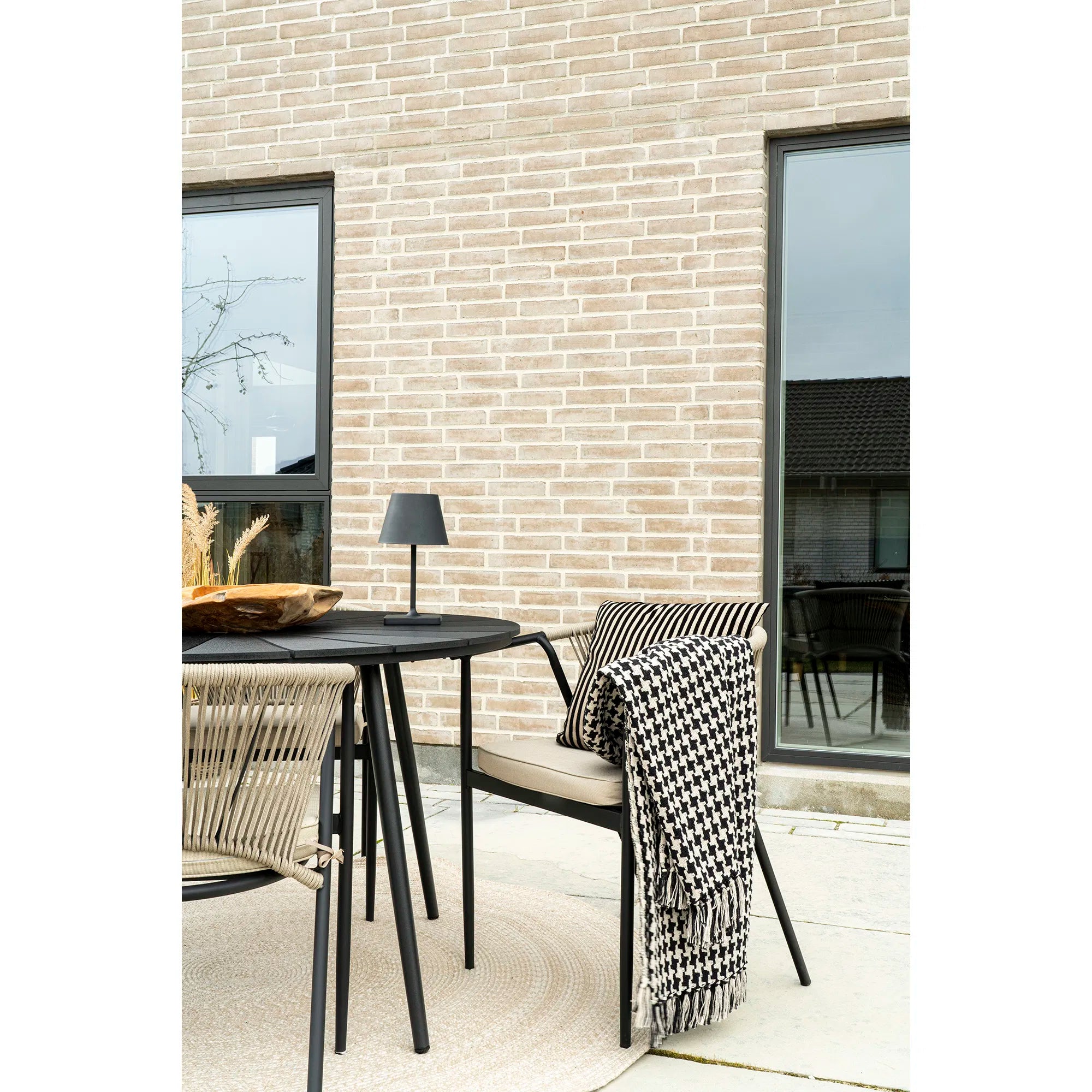 Side pläd – svart/beige