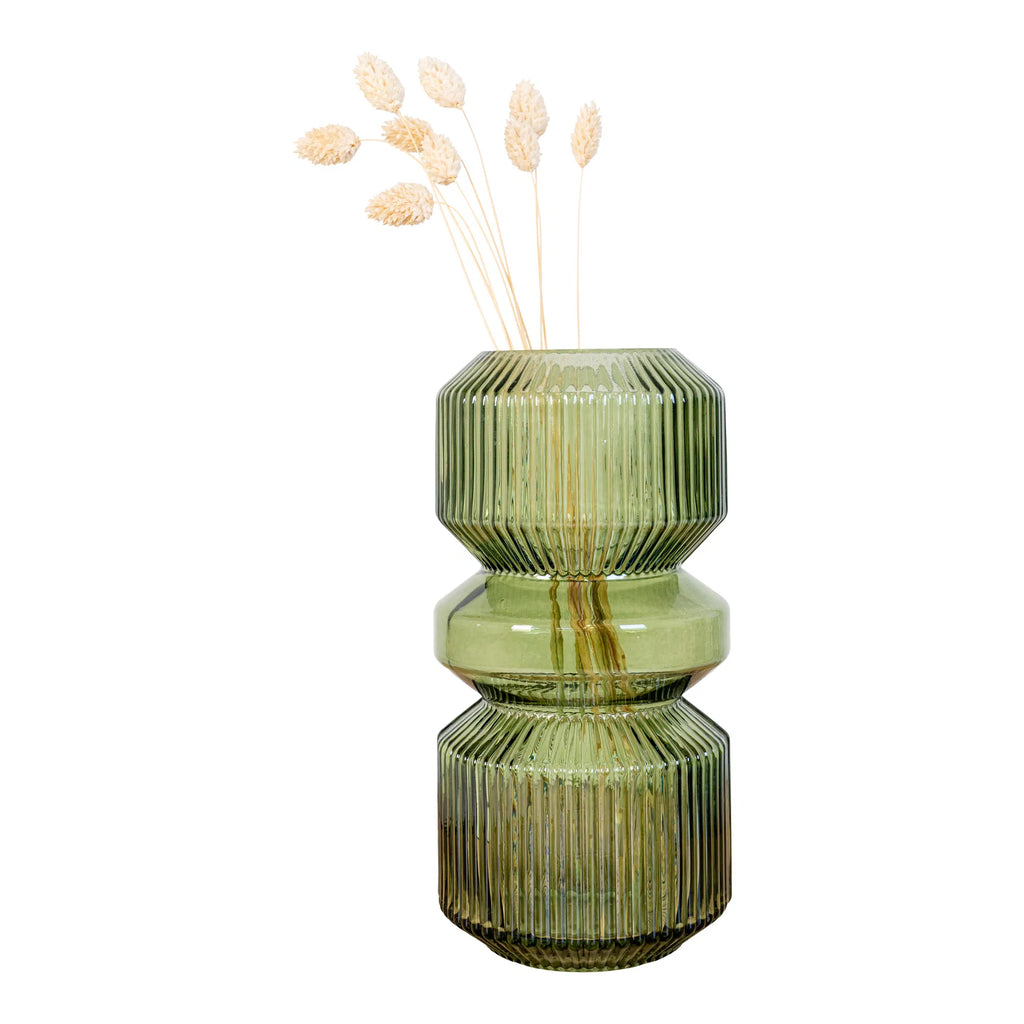 Verde pelar vas – grönt räfflat glas