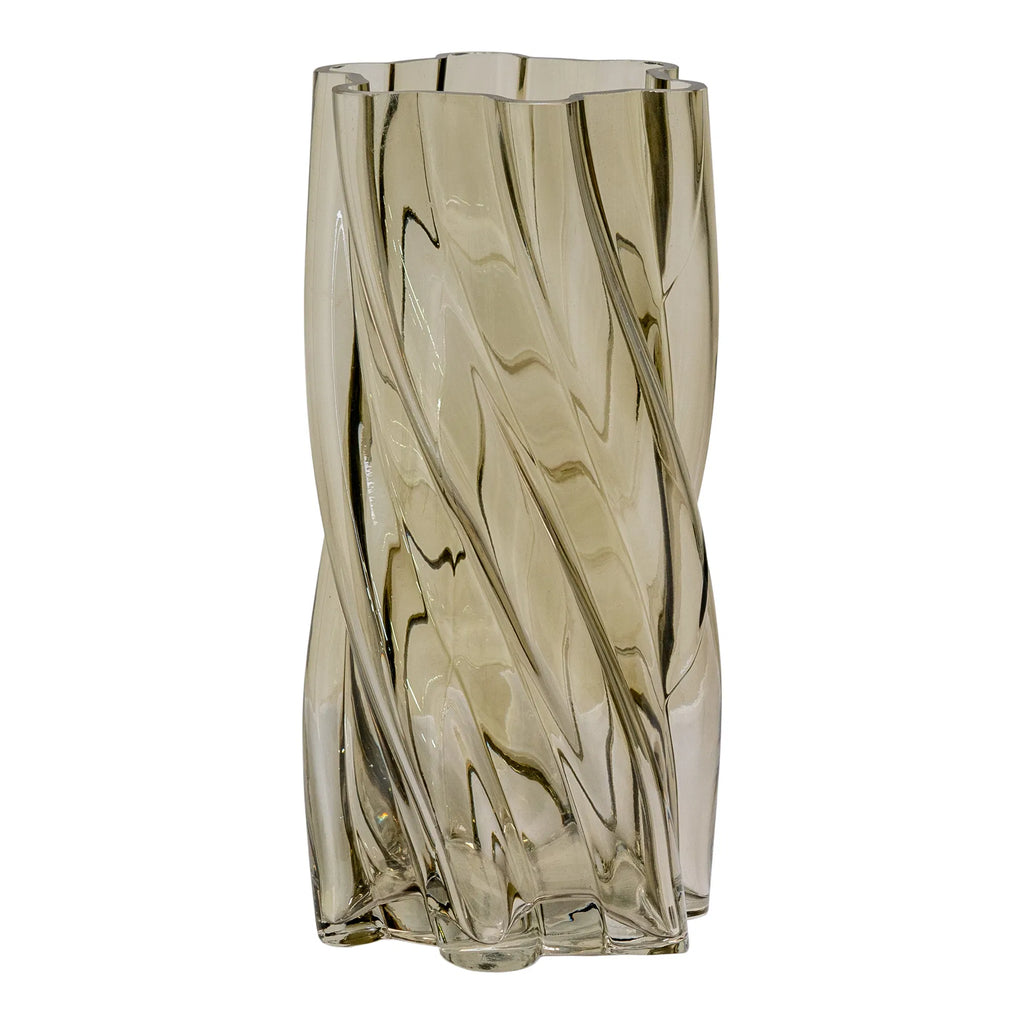 Virela munblåst vas i glas – smoked green