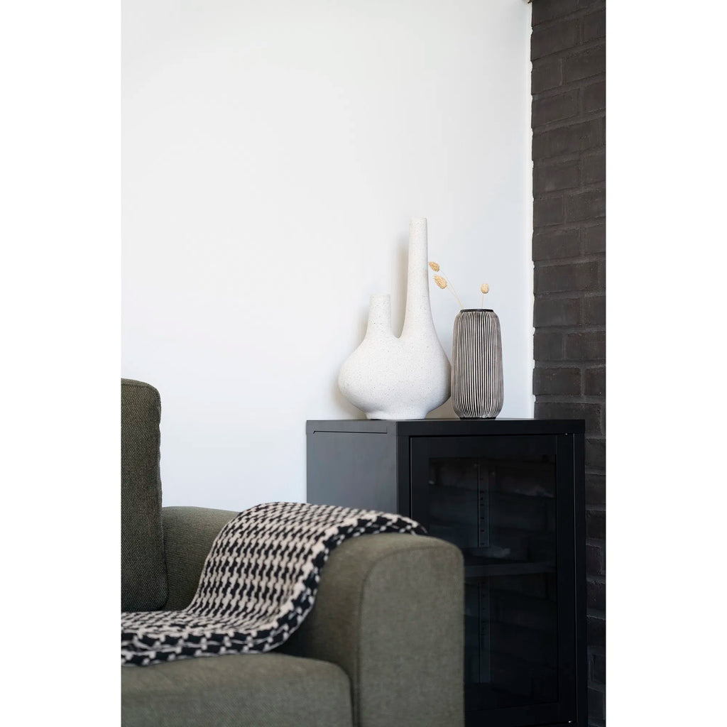Linea hög vas med randig struktur – svart/vit