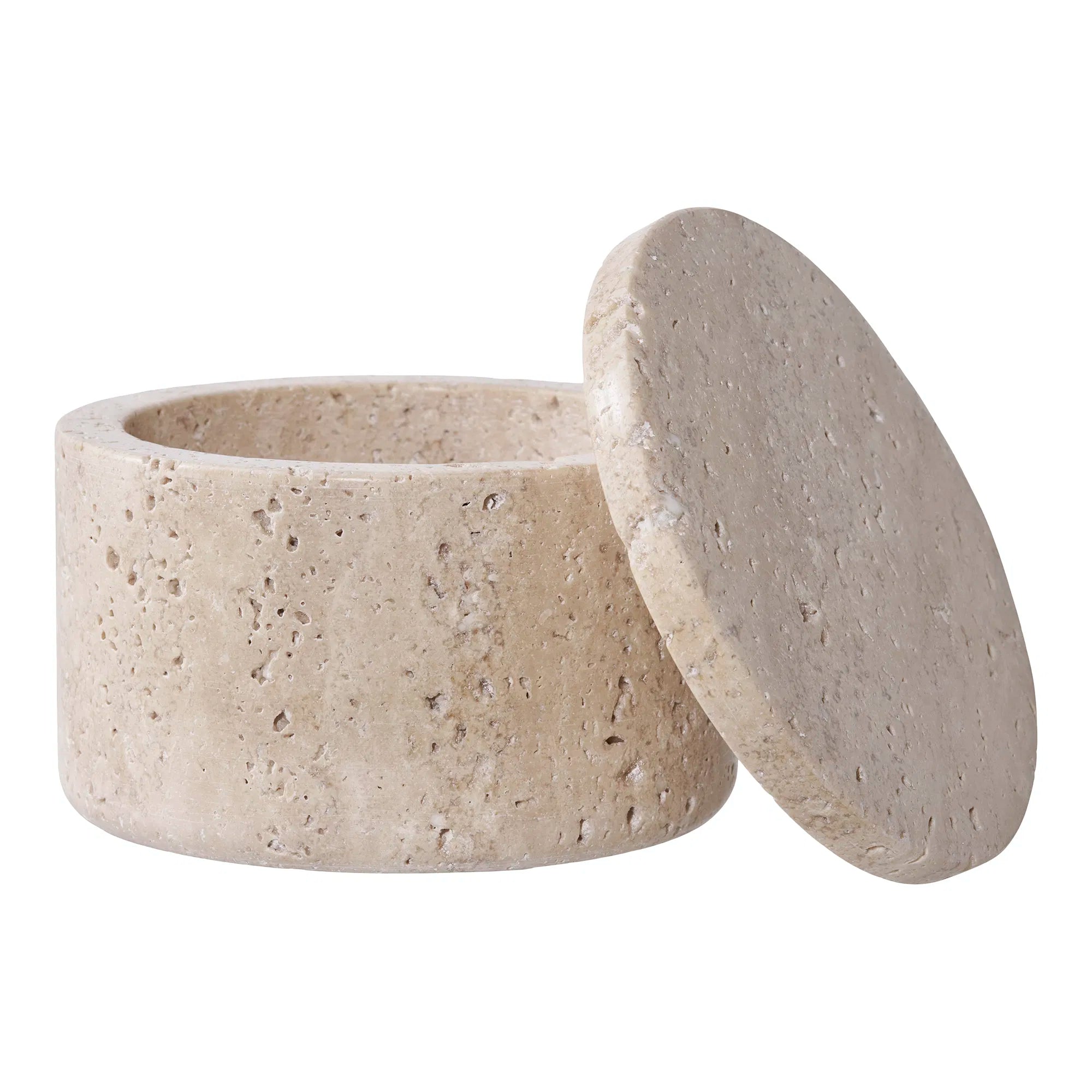 Förvaringsburk i travertin – natur