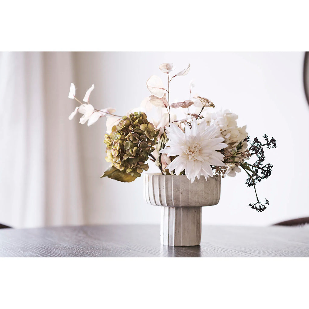 Vase låg vas i cement – brun/beige