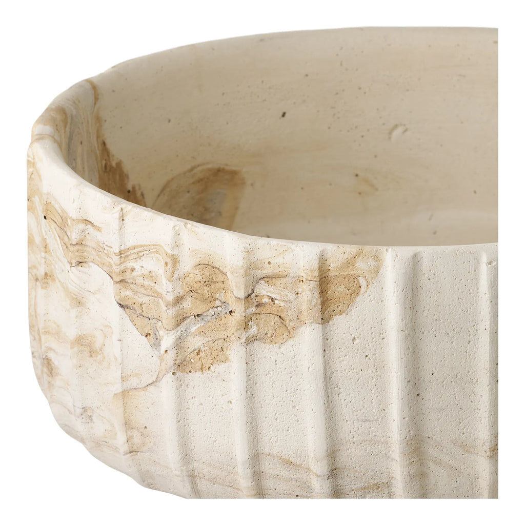 Vase låg vas i cement – brun/beige