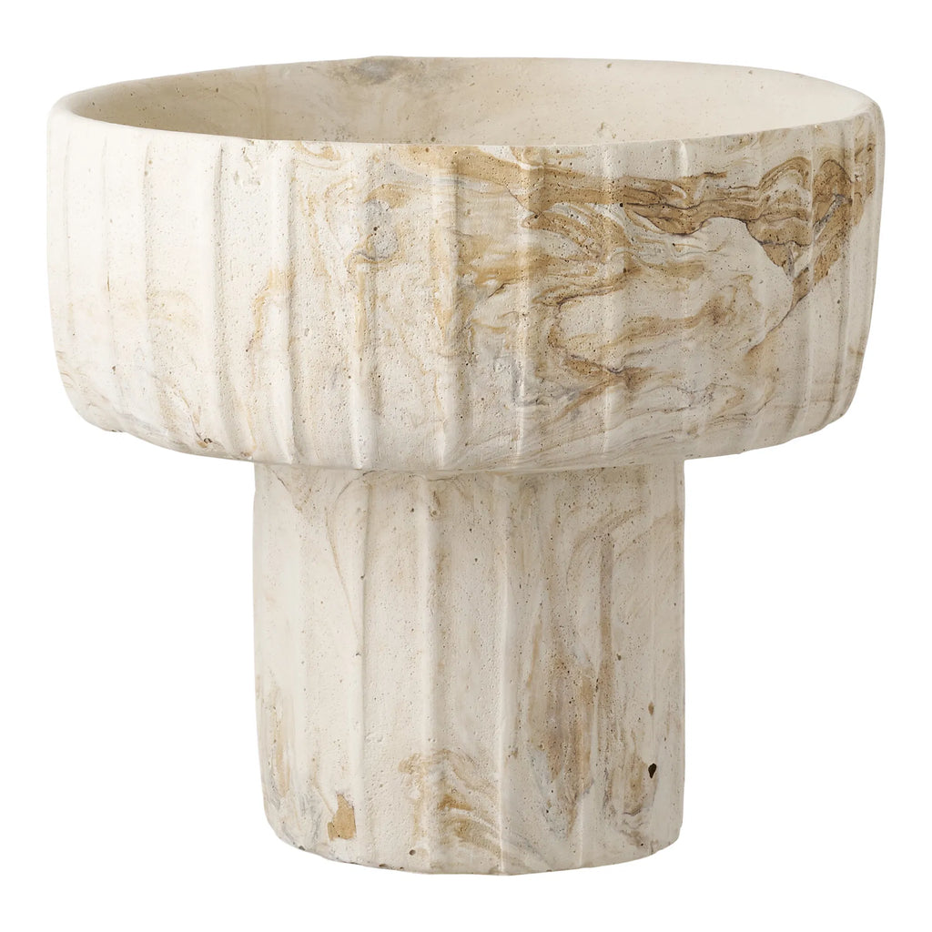 Vase låg vas i cement – brun/beige