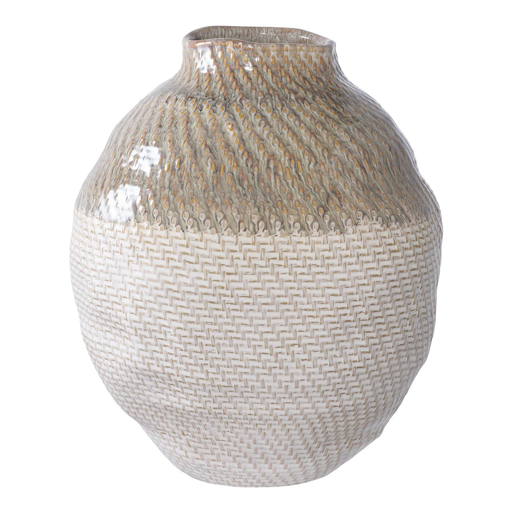Vase stor vas i keramik – vit/grön