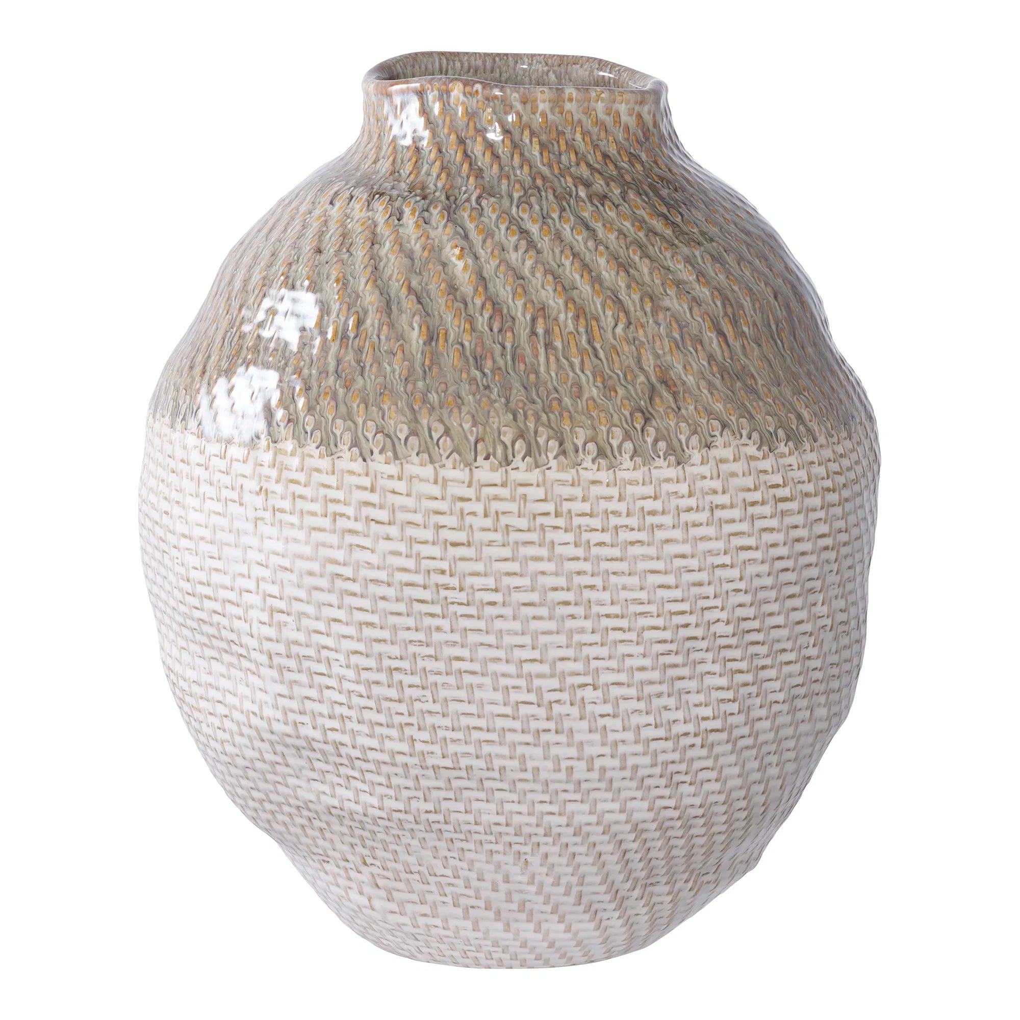 Vase stor vas i keramik – vit/grön