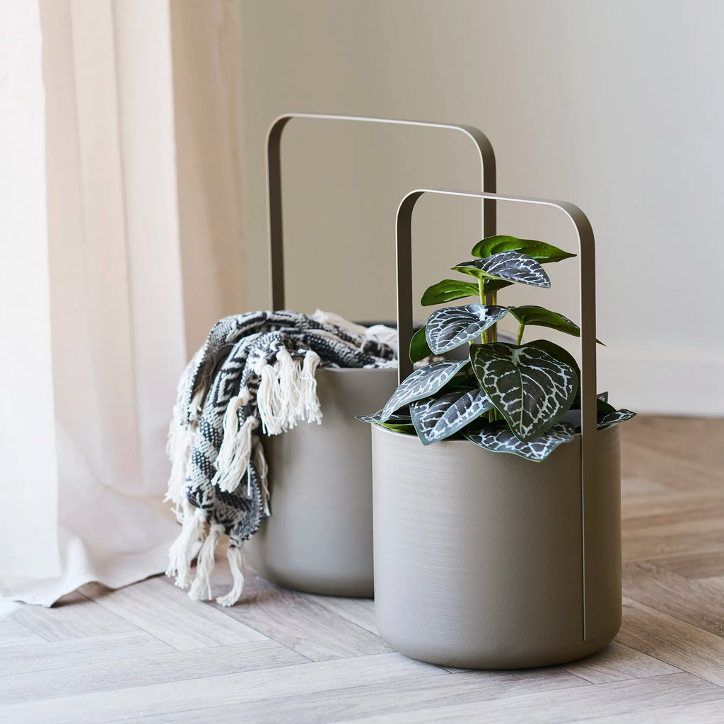 Flow krukor med handtag i stål – brun, 2-pack