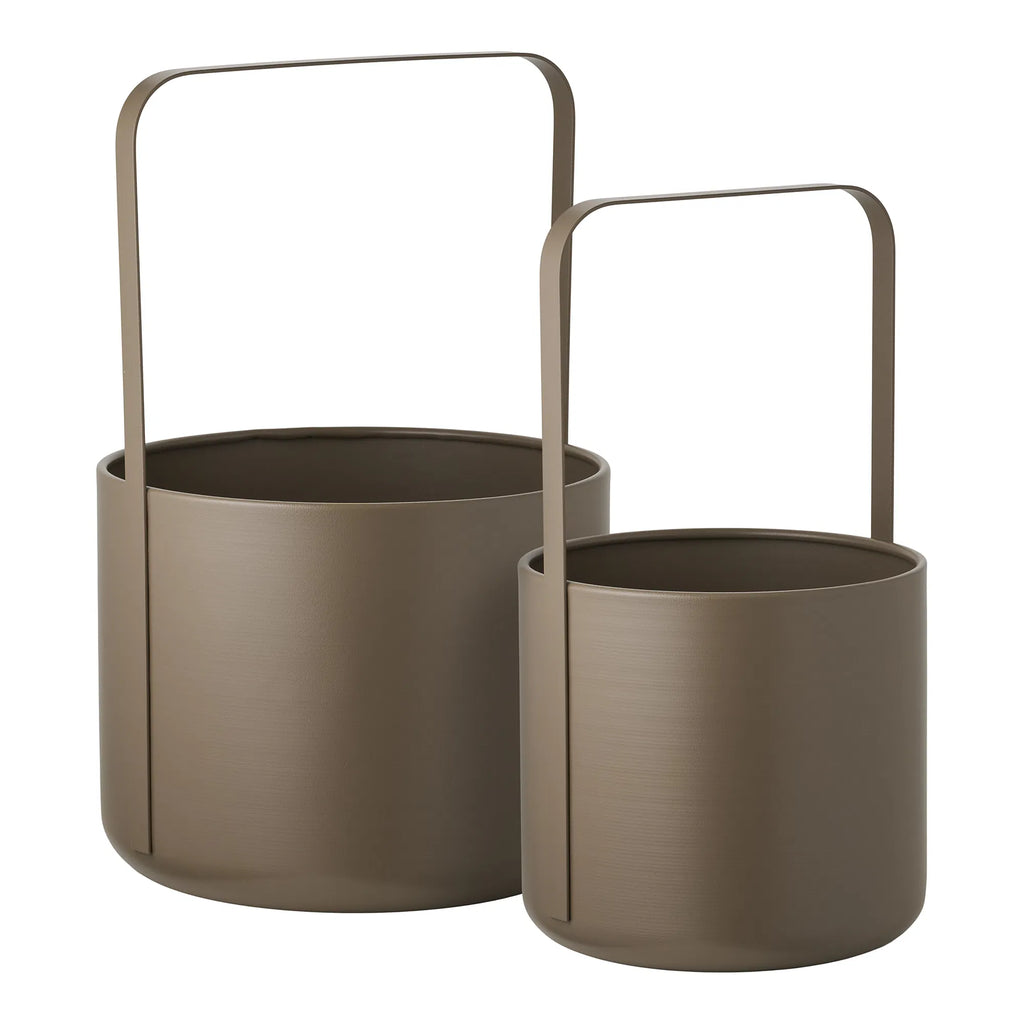 Flow krukor med handtag i stål – brun, 2-pack
