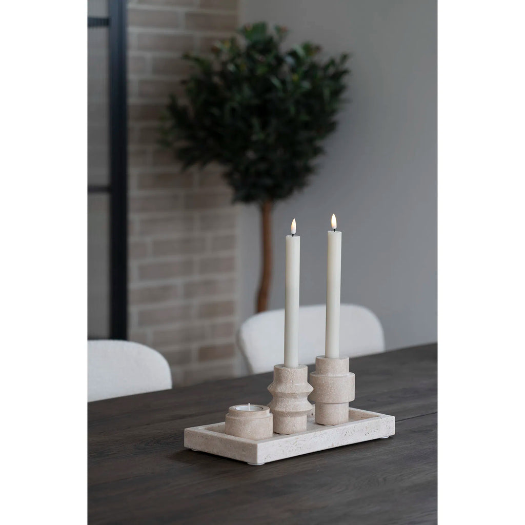 Värmeljushållare i travertin – natur (2-pack)