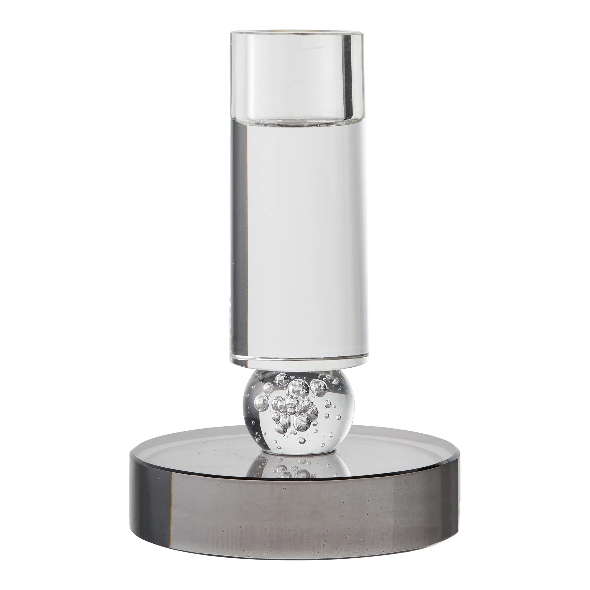 Ljusstake i glas – grå/vit