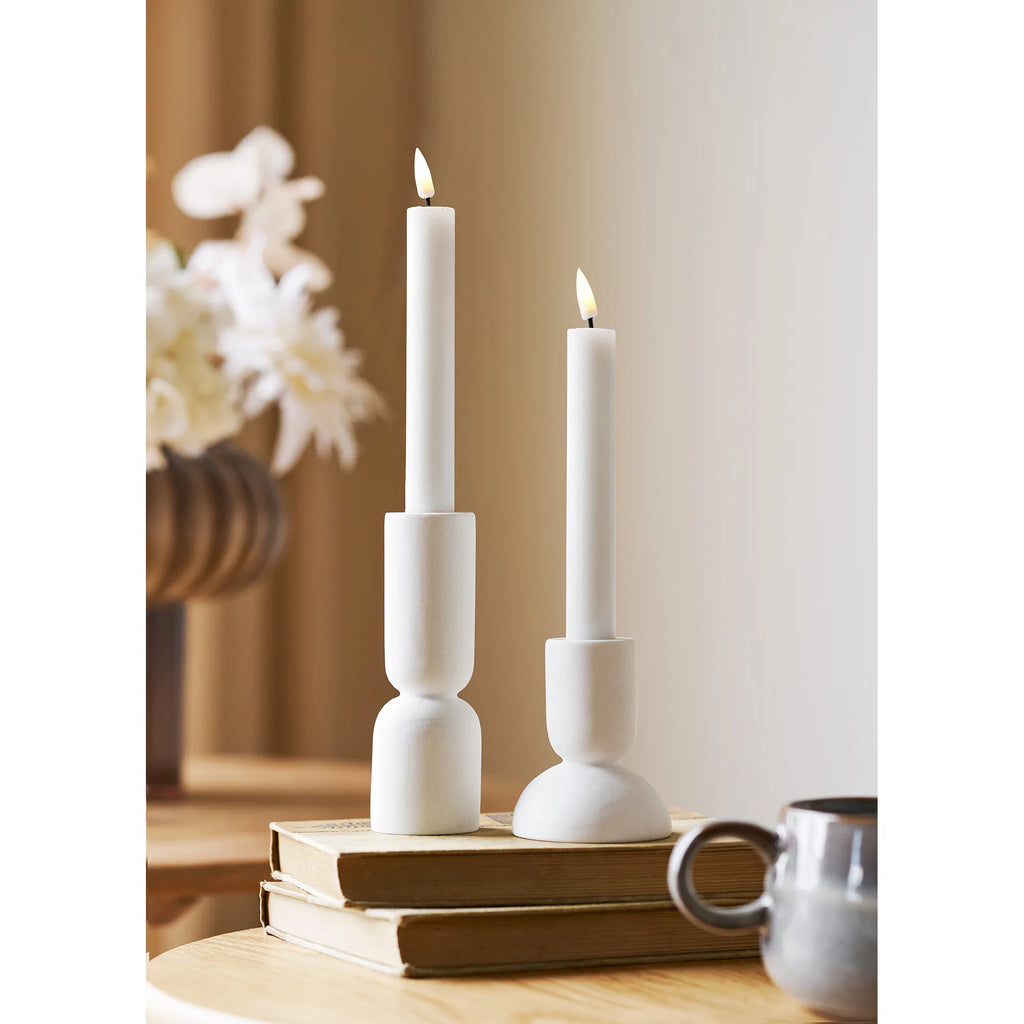 Cande – ljusstakar i vit kalksten (2-pack)