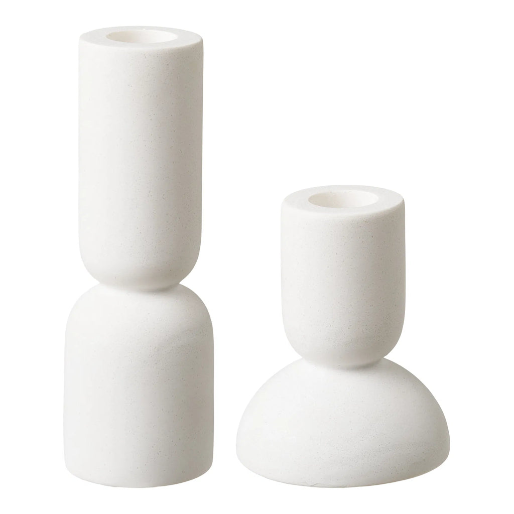 Cande – ljusstakar i vit kalksten (2-pack)