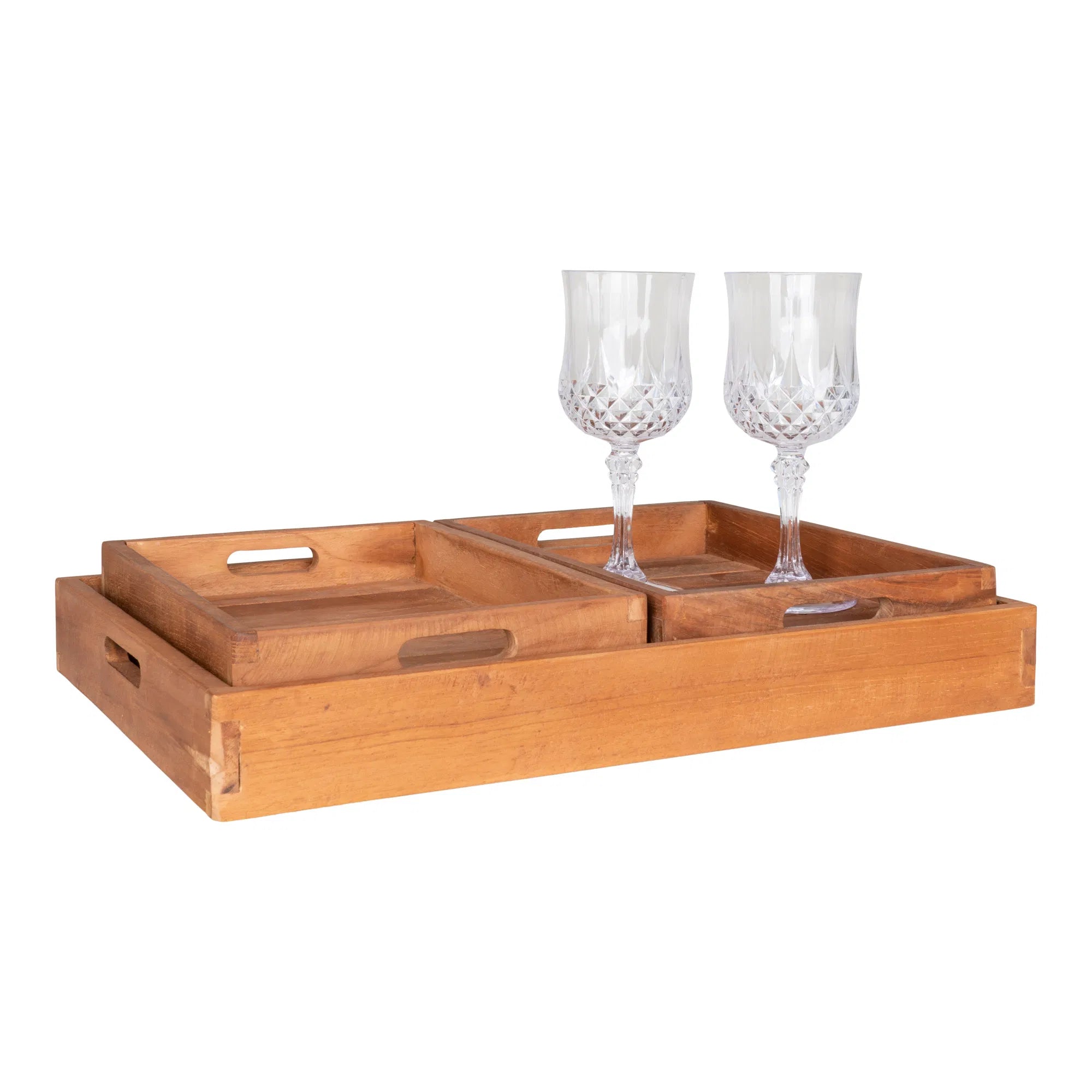 Faro serveringsbrickor – set i massiv teak