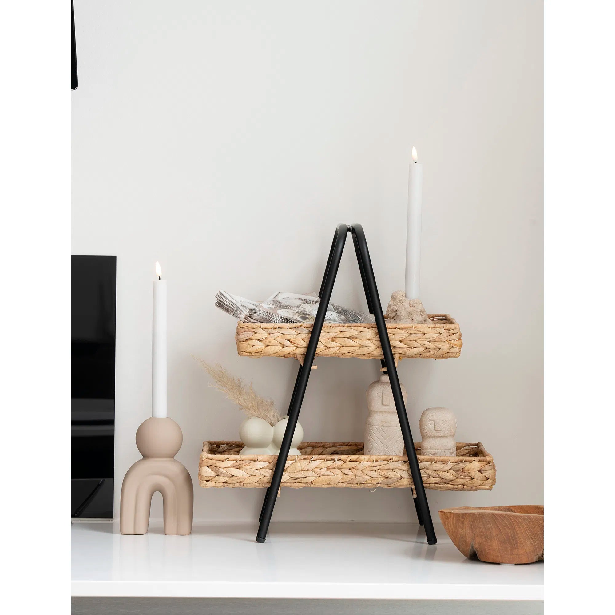 Alfaro etagérbricka – vattenhyacint & svart metall