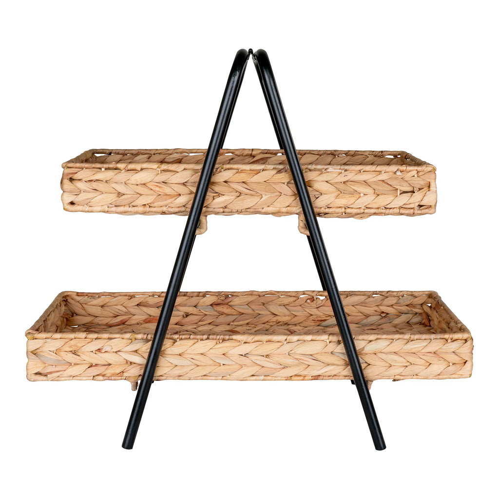 Alfaro etagérbricka – vattenhyacint & svart metall
