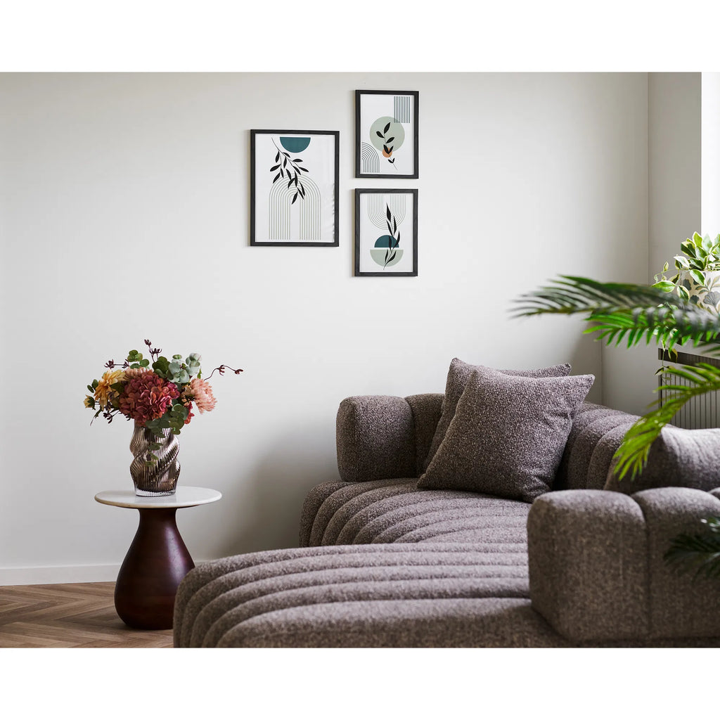 Aspen tavelramar – grafiska bladmotiv i svart (set om 3)