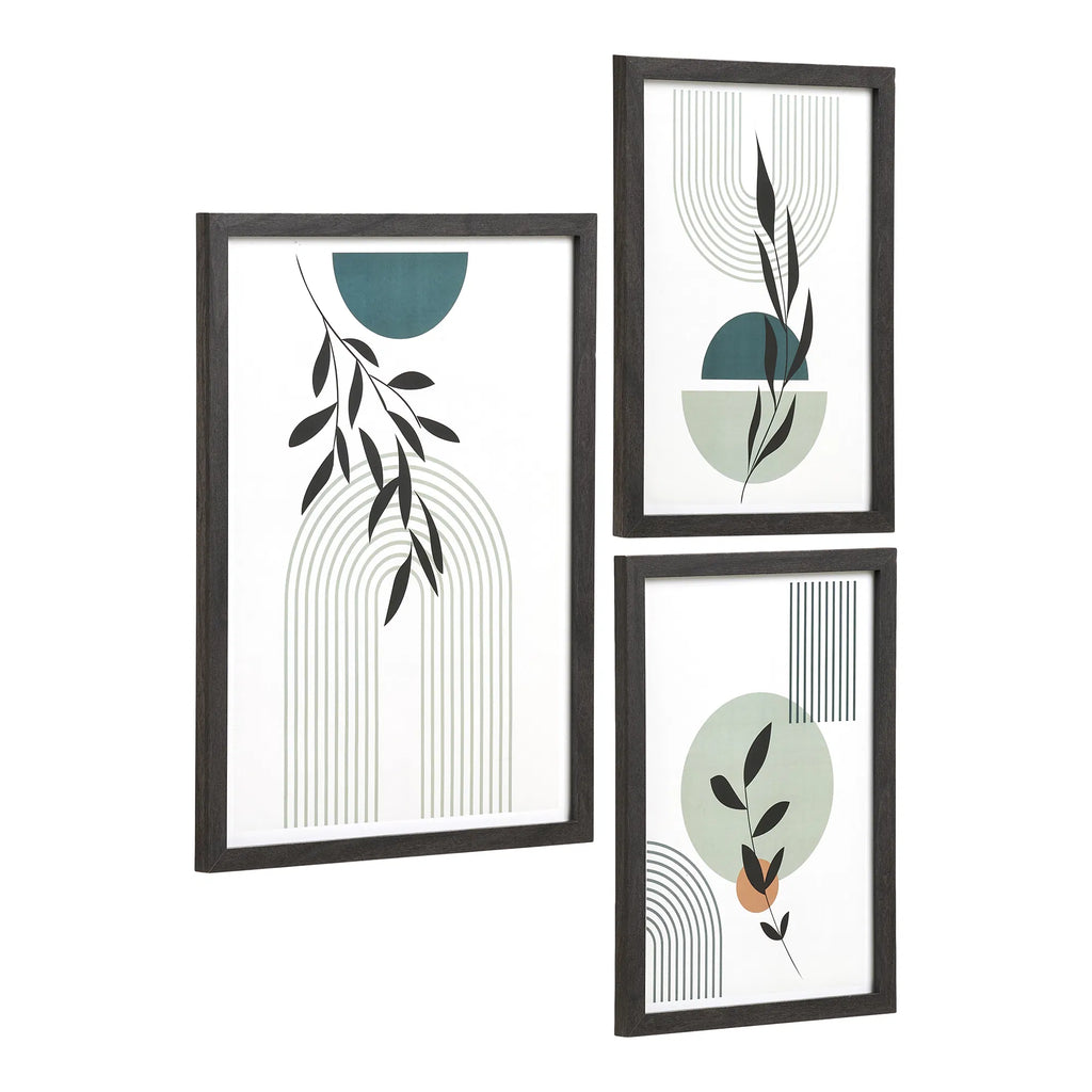 Aspen tavelramar – grafiska bladmotiv i svart (set om 3)