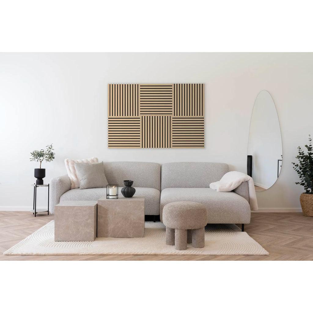 Eken akustikpanel – räfflad väggpanel i naturfärgad eklook
