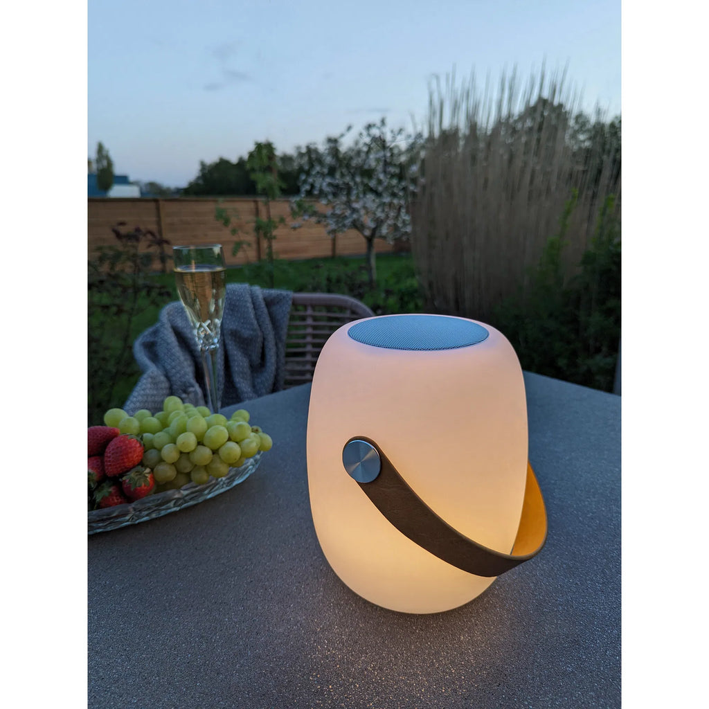 Cardiff LED-lampa – uppladdningsbar med handtag och Bluetooth-högtalare