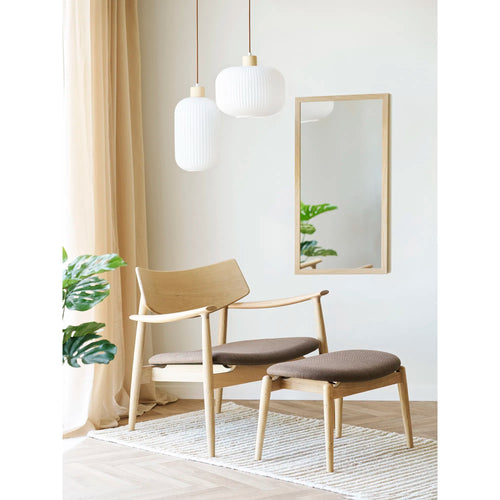 Argalo taklampa – vit pendel i glas & trä Ø30 cm