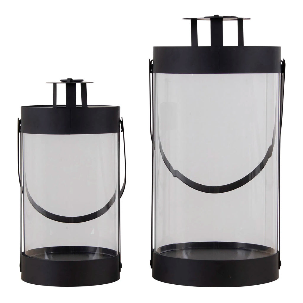 Bondi lyktor – svart stål & glas, set om 2