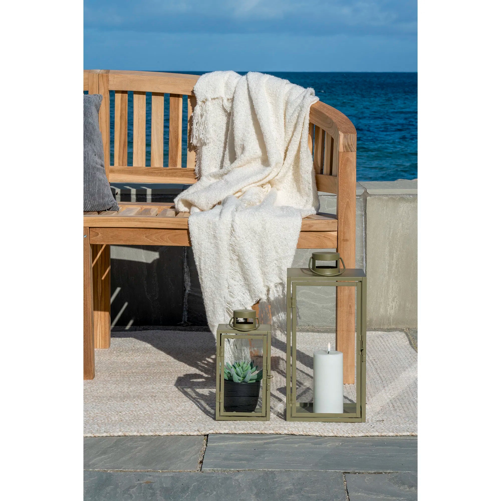 Corfu lyktor – grönt stål & glas, set om 2