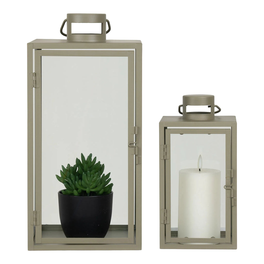 Corfu lyktor – grönt stål & glas, set om 2
