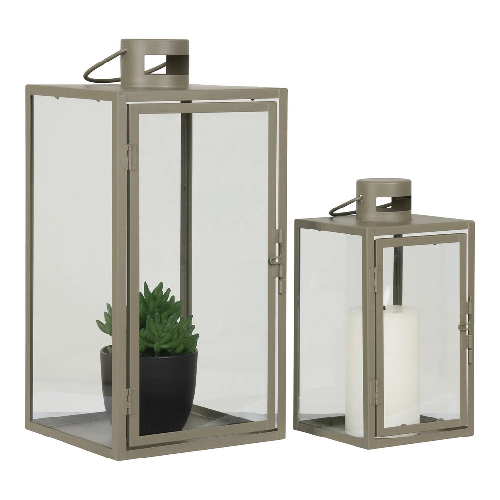 Corfu lyktor – grönt stål & glas, set om 2