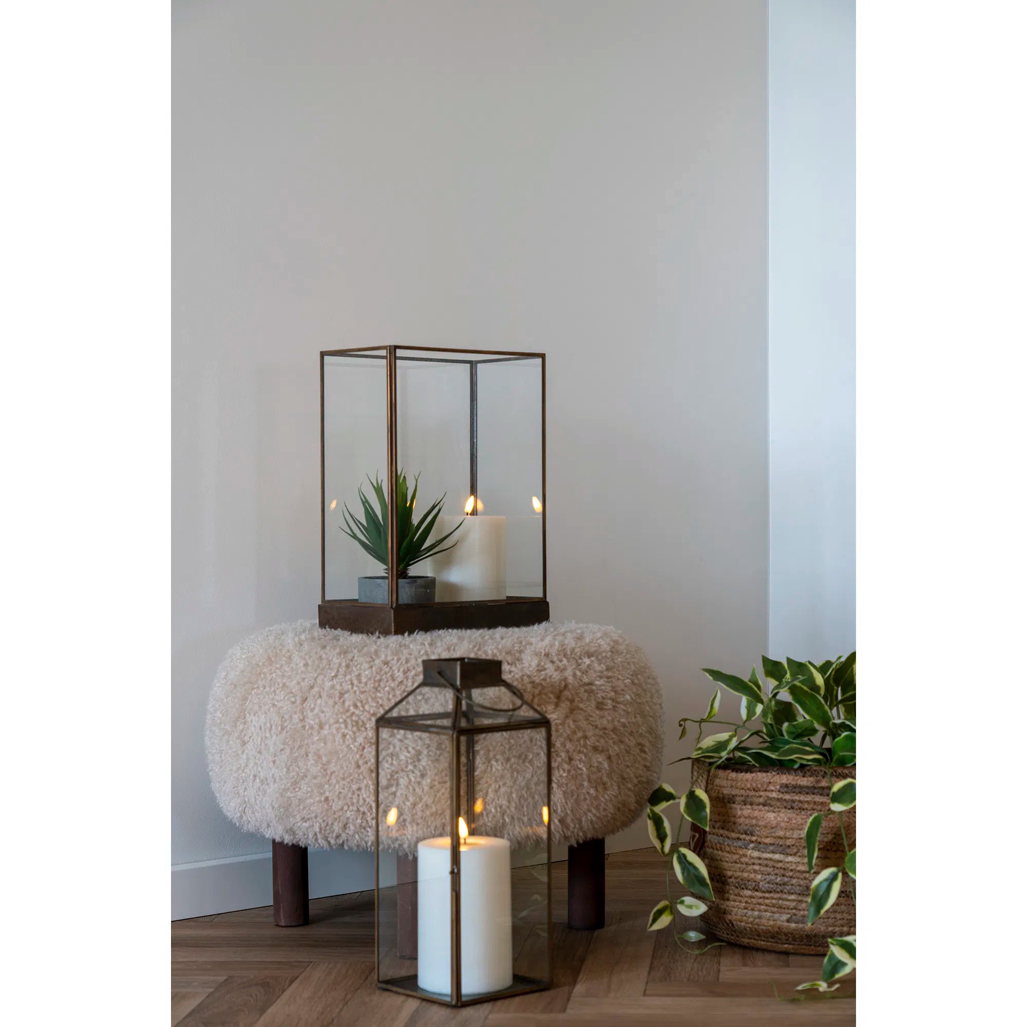 Mysore lykta – antik mässingslook & glas