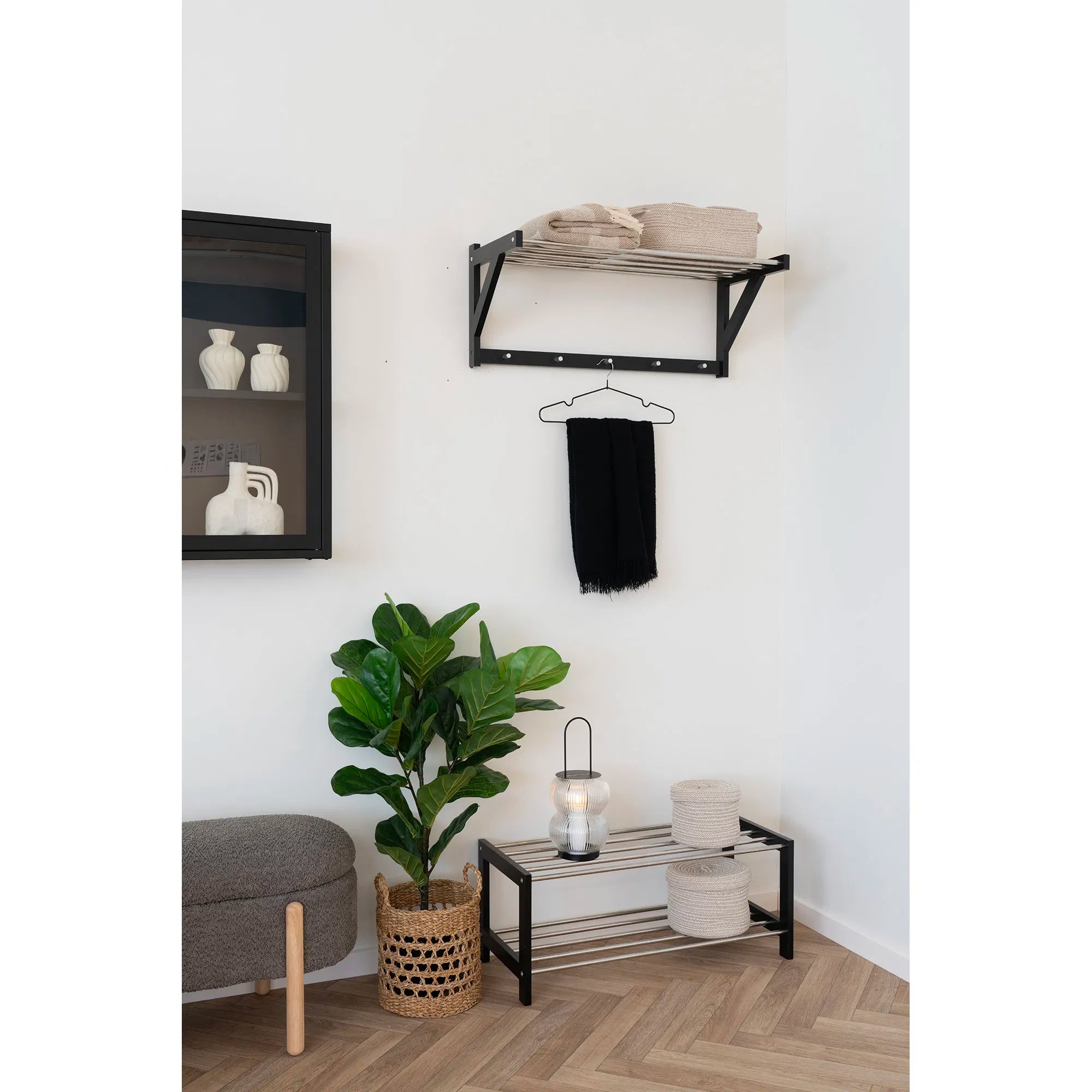 Lucena lykta – räfflat glas & svart metall