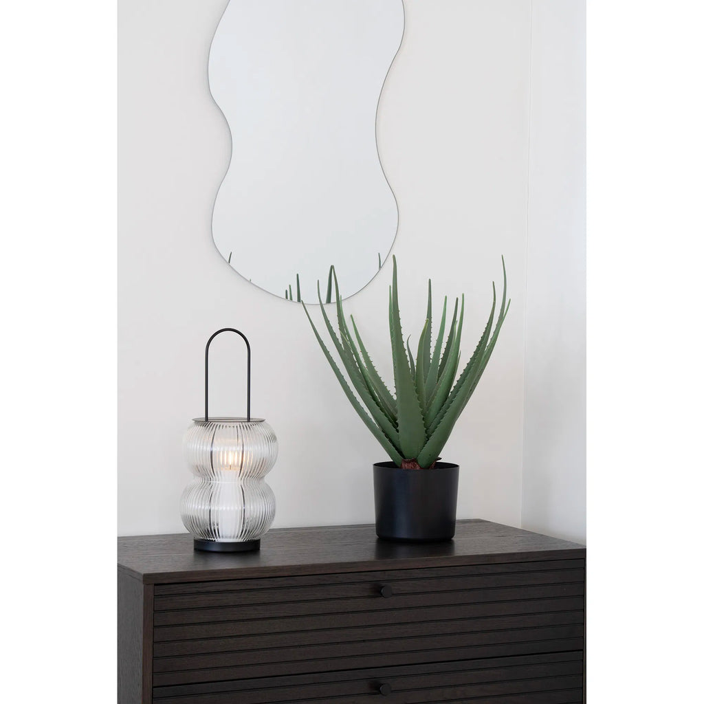 Lucena lykta – räfflat glas & svart metall