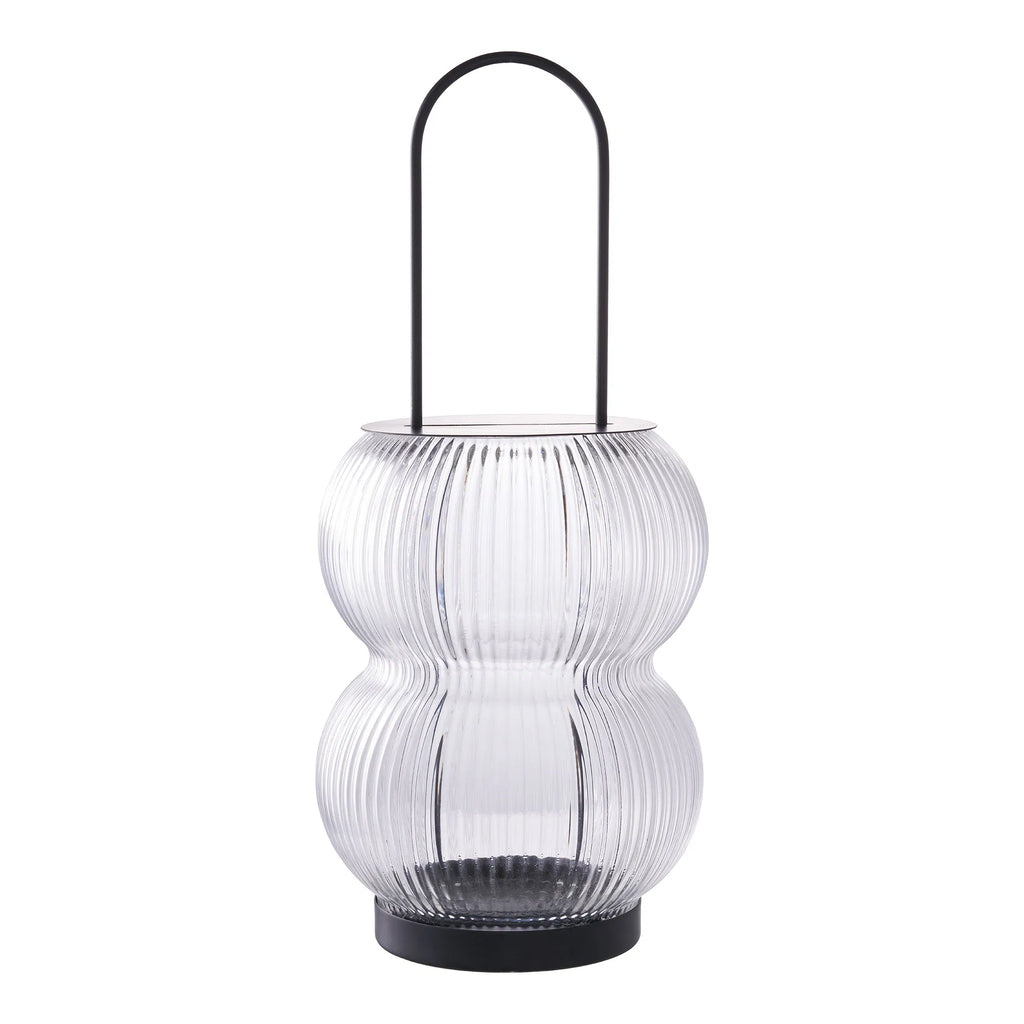 Lucena lykta – räfflat glas & svart metall